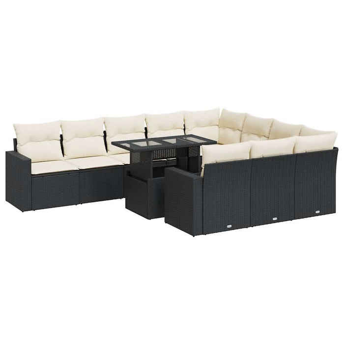 Set canapele de grădină cu perne, 11 piese, negru, poliratan - WALTI WALTI