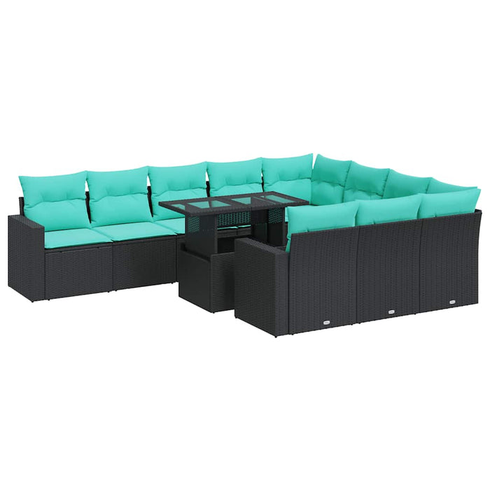 Set canapele de grădină cu perne, 11 piese, negru, poliratan - WALTI WALTI