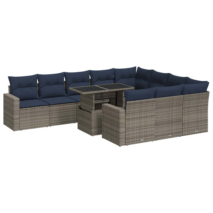 Set canapele grădină cu perne 11 piese, negru, poliratan/acacia - WALTI WALTI