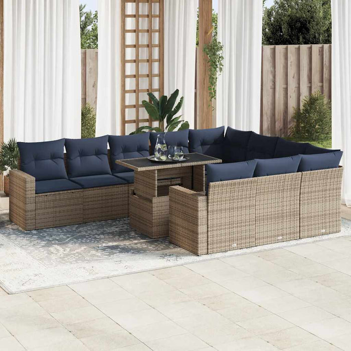 Set canapele grădină cu perne 11 piese, negru, poliratan/acacia - WALTI WALTI