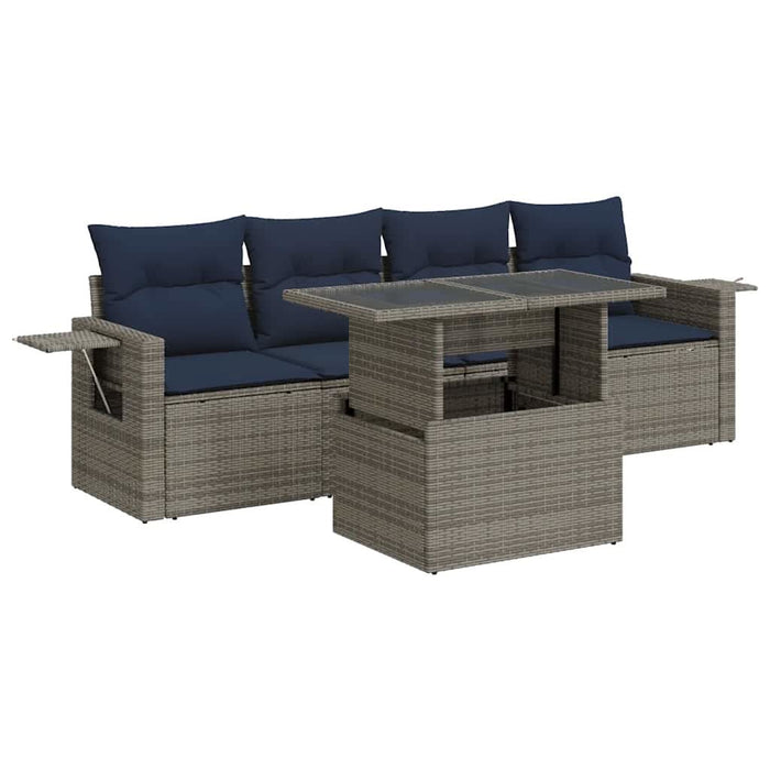 Set mobilier de grădină cu perne, 5 piese,poliratan/lemn acacia - WALTI WALTI
