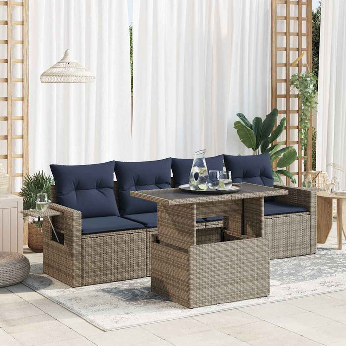 Set mobilier de grădină cu perne, 5 piese,poliratan/lemn acacia - WALTI WALTI