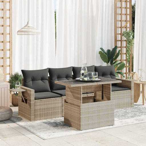 Set canapele de grădină cu perne, 5 piese gri deschis poliratan - WALTI WALTI