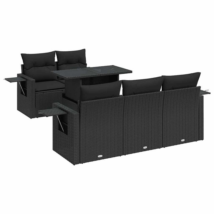 Set mobilier de grădină cu perne, 6 piese, negru, poliratan - WALTI WALTI