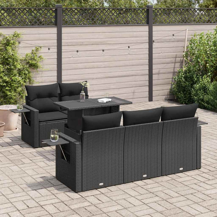 Set mobilier de grădină cu perne, 6 piese, negru, poliratan - WALTI WALTI