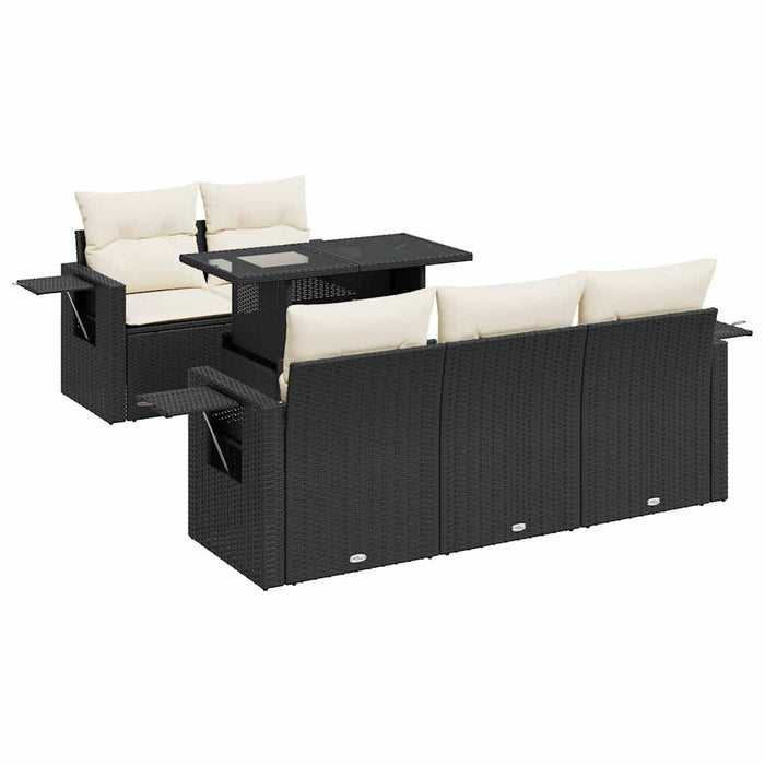 Set mobilier de grădină cu perne, 6 piese, negru, poliratan - WALTI WALTI