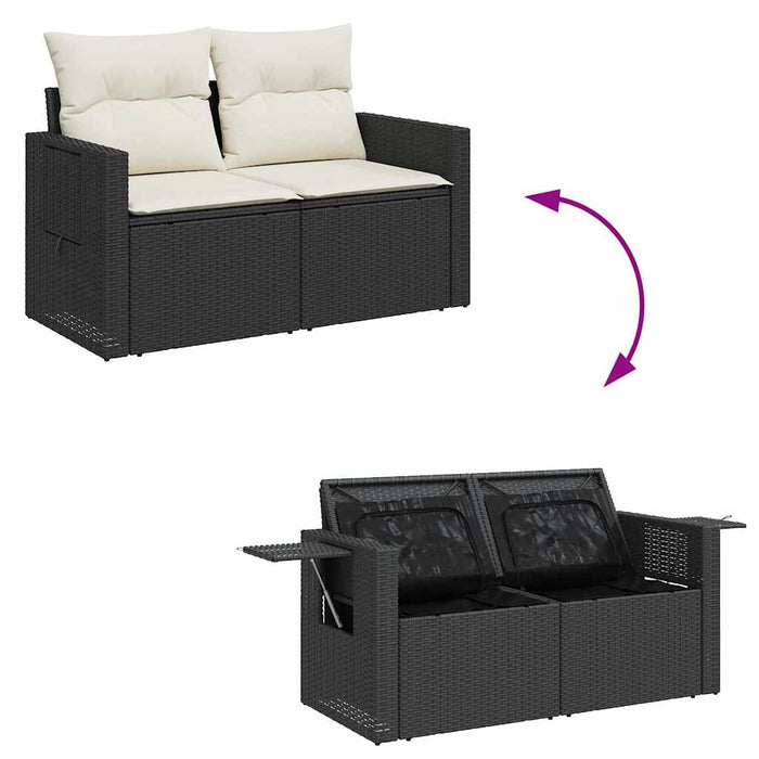 Set mobilier de grădină cu perne, 6 piese, negru, poliratan - WALTI WALTI
