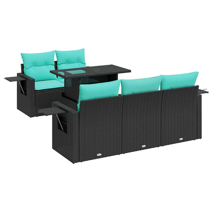 Set canapele de grădină cu perne, 6 piese, negru, poliratan - WALTI WALTI