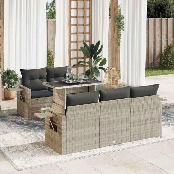 Set canapele de grădină cu perne, 6 piese gri deschis poliratan - WALTI WALTI