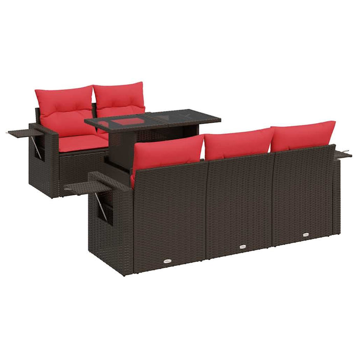 Set mobilier grădină cu perne 6 piese gri poliratan/lemn acacia - WALTI WALTI