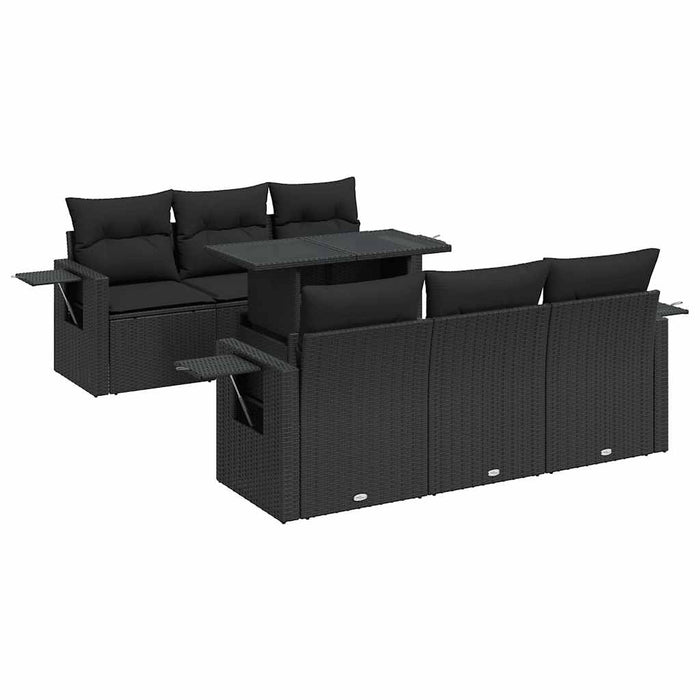 Set canapele de grădină cu perne, 7 piese, negru, poliratan - WALTI WALTI