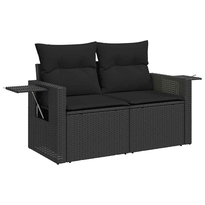 Set canapele de grădină cu perne, 7 piese, negru, poliratan - WALTI WALTI