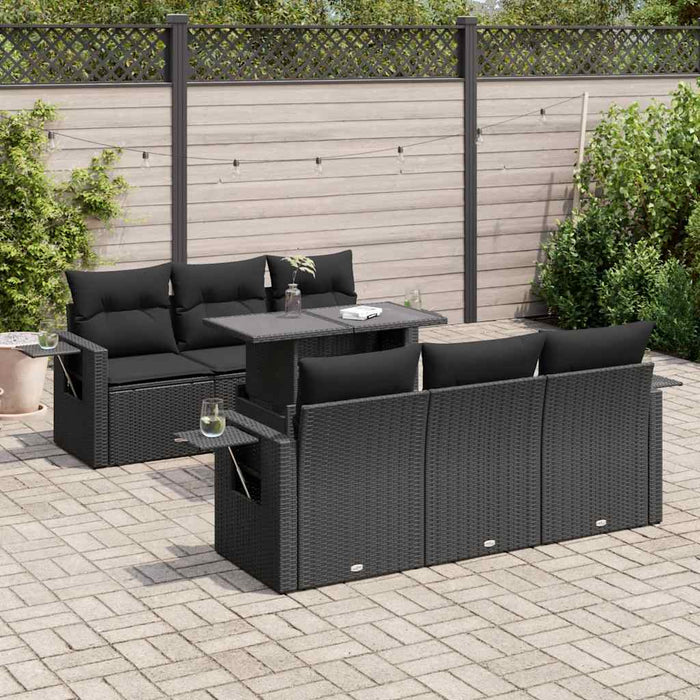 Set canapele de grădină cu perne, 7 piese, negru, poliratan - WALTI WALTI