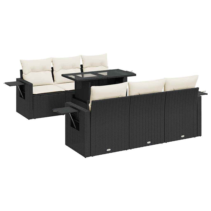 Set canapele de grădină cu perne, 7 piese, negru, poliratan - WALTI WALTI