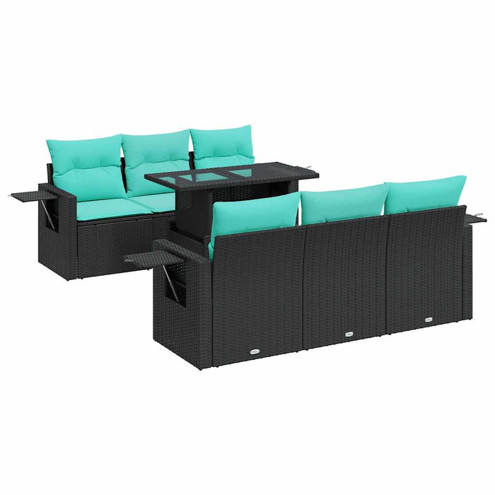 Set canapele de grădină cu perne, 7 piese, negru, poliratan - WALTI WALTI