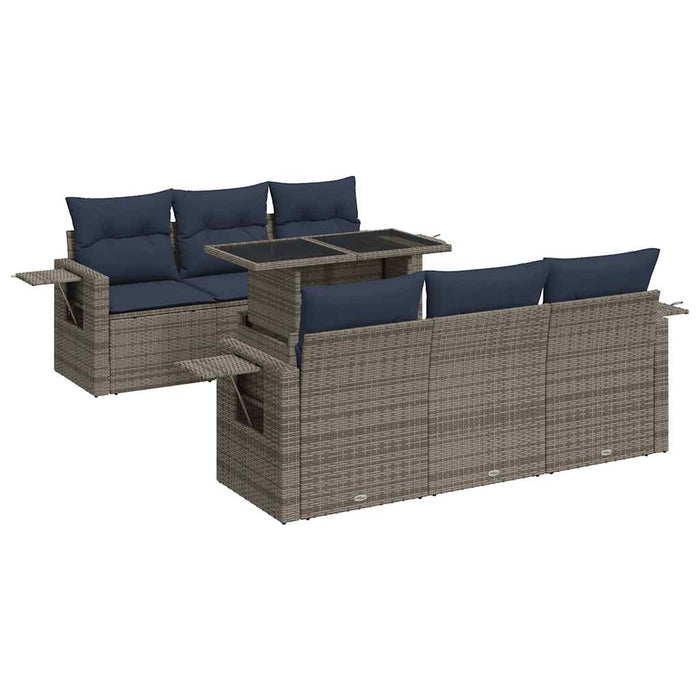 Set canapele grădină perne 7 piese negru, poliratan/lemn acacia - WALTI WALTI