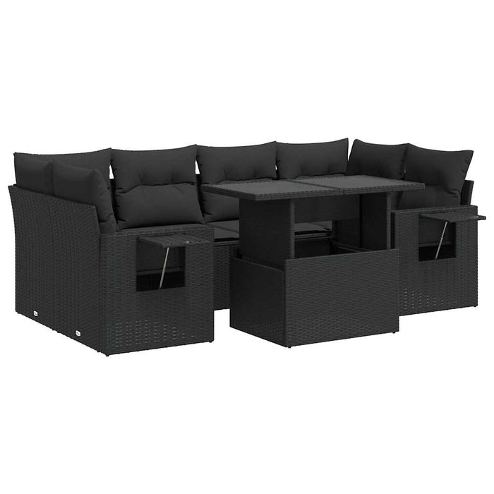 Set canapele de grădină cu perne, 7 piese, negru, poliratan - WALTI WALTI