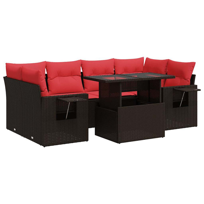 Set canapele grădină cu perne 7 piese maro poliratan/lemn acacia WALTI