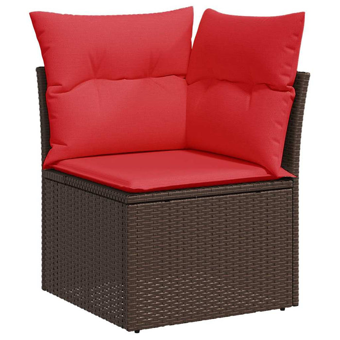 Set canapele grădină cu perne 7 piese maro poliratan/lemn acacia WALTI