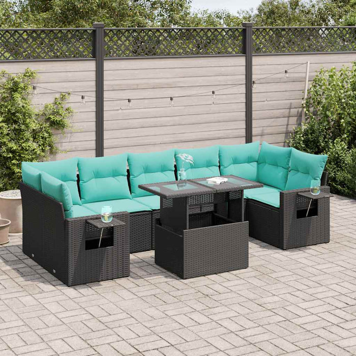 Set canapele de grădină cu perne, 8 piese, negru, poliratan - WALTI WALTI