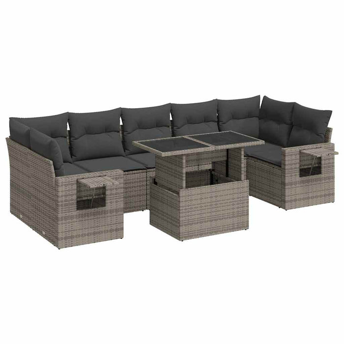 Set canapele de grădină cu perne, 8 piese, gri, poliratan - WALTI WALTI