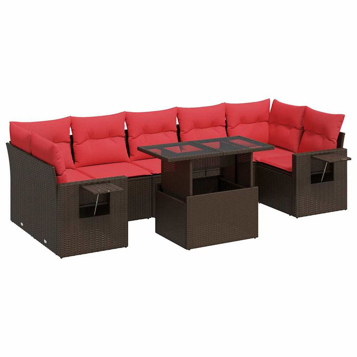 Set canapele grădină cu perne 8 piese maro poliratan/lemn acacia - WALTI WALTI
