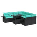 Set canapele de grădină cu perne, 9 piese, negru, poliratan - WALTI WALTI