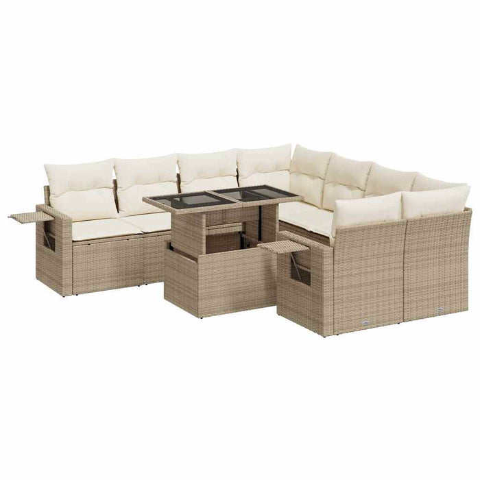 Set canapele de grădină, 9 piese, cu perne, bej, poliratan - WALTI WALTI