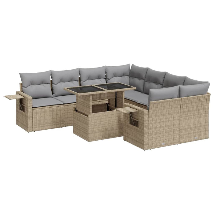 Set canapele de grădină, 9 piese, cu perne, bej, poliratan - WALTI WALTI