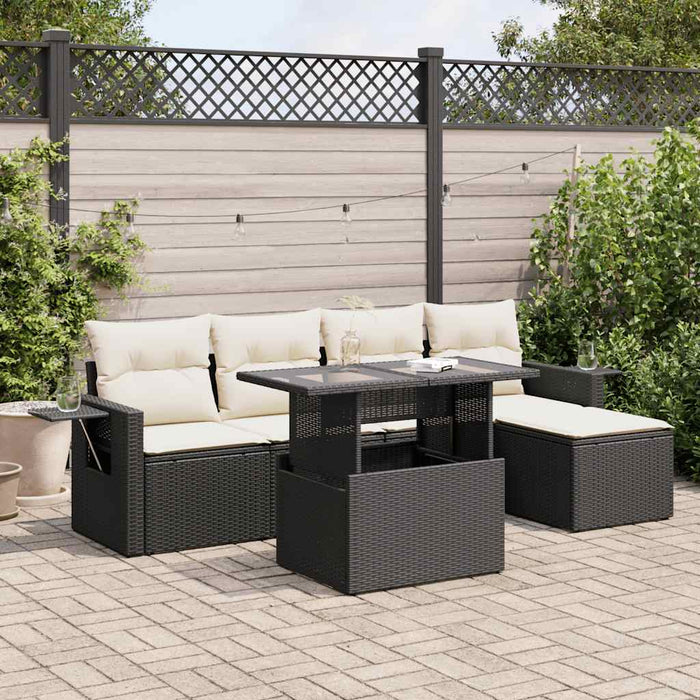 Set mobilier de grădină cu perne, 6 piese, negru, poliratan - WALTI WALTI