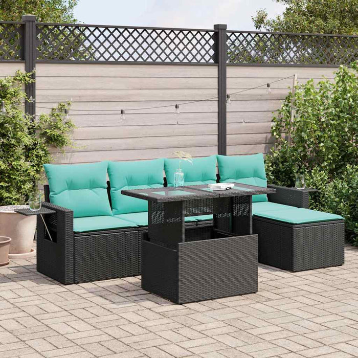 Set canapele de grădină cu perne, 6 piese, negru, poliratan - WALTI WALTI