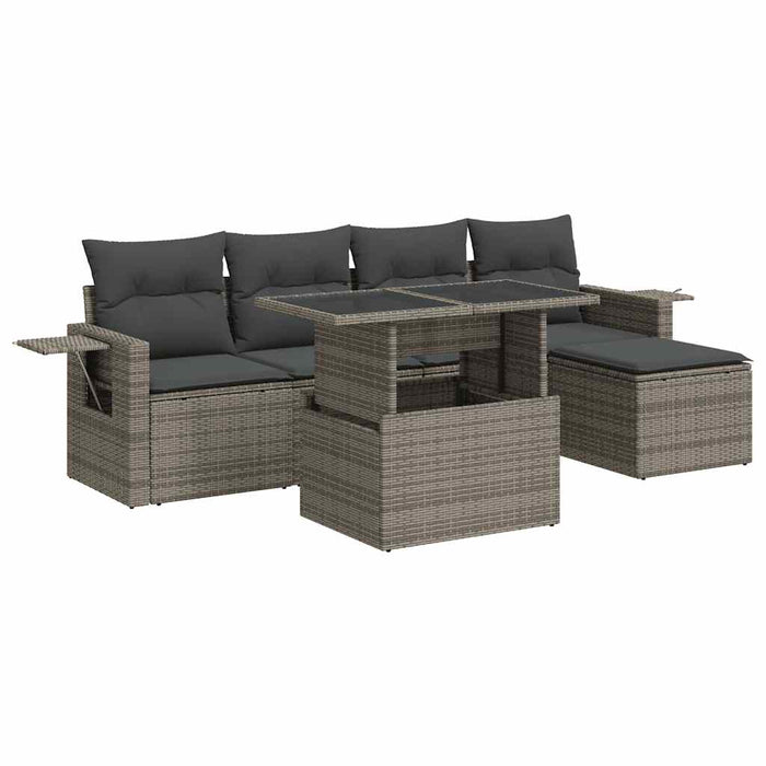 Set mobilier grădină cu perne, 6 piese, gri, poliratan - WALTI WALTI