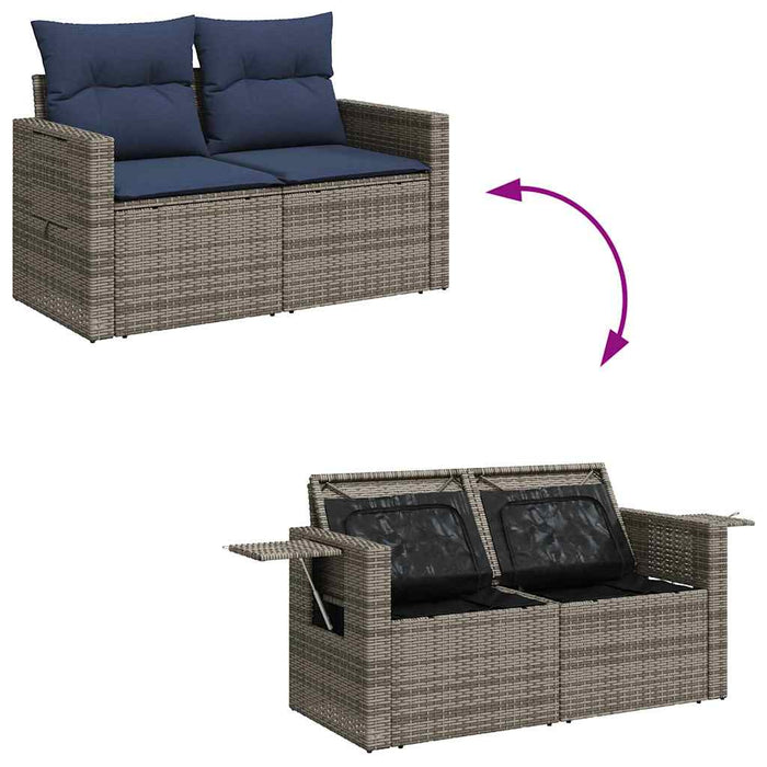 Set mobilier grădină perne 6 piese negru poliratan/lemn acacia - WALTI WALTI