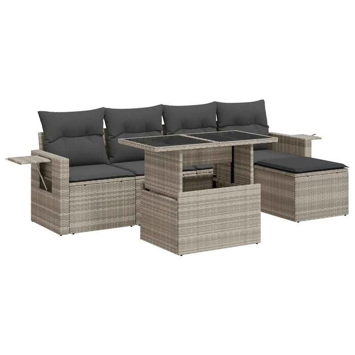 Set canapele de grădină cu perne, 6 piese gri deschis poliratan - WALTI WALTI