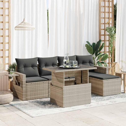 Set canapele de grădină cu perne, 6 piese gri deschis poliratan - WALTI WALTI