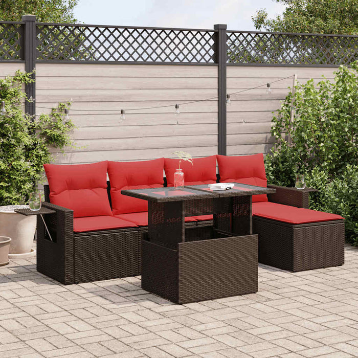 Set mobilier grădină cu perne 6 piese maro poliratan/lemn acacia - WALTI WALTI