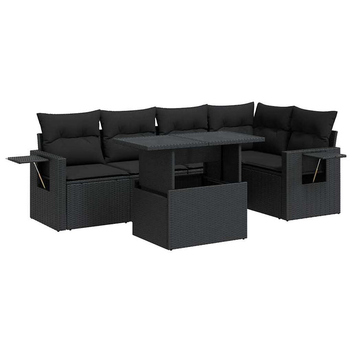 Set mobilier de grădină cu perne, 6 piese, negru, poliratan - WALTI WALTI
