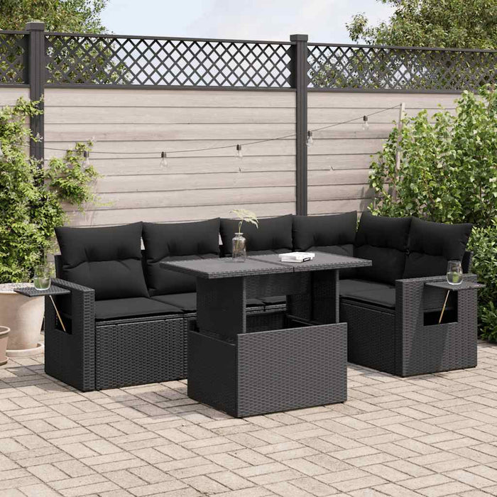 Set mobilier de grădină cu perne, 6 piese, negru, poliratan - WALTI WALTI