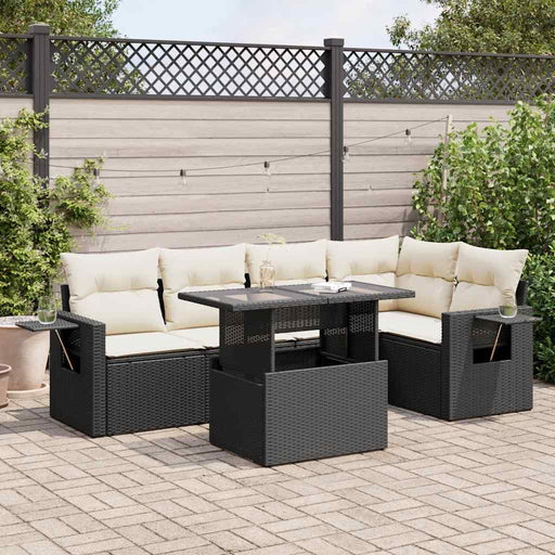 Set mobilier de grădină cu perne, 6 piese, negru, poliratan - WALTI WALTI