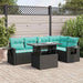 Set mobilier grădină perne 6 piese negru poliratan/lemn acacia - WALTI WALTI