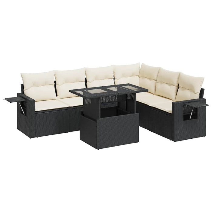 Set canapele de grădină cu perne, 7 piese, negru, poliratan - WALTI WALTI