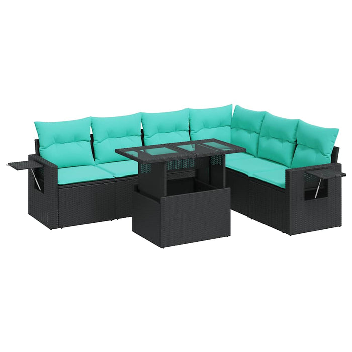 Set canapele de grădină cu perne, 7 piese, negru, poliratan - WALTI WALTI