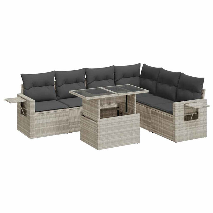 Set canapele de grădină cu perne, 7piese gri deschis poliratan - WALTI WALTI