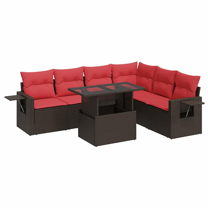 Set canapele grădină cu perne 7 piese maro poliratan/lemn acacia - WALTI WALTI
