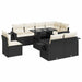 Set mobilier de grădină cu perne, 9 piese, negru, poliratan - WALTI WALTI