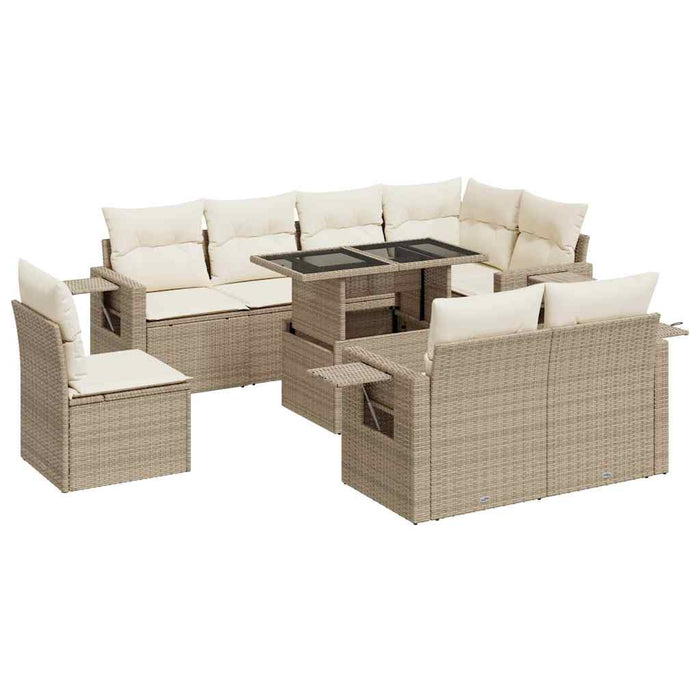 Set canapele de grădină, 9 piese, cu perne, bej, poliratan - WALTI WALTI