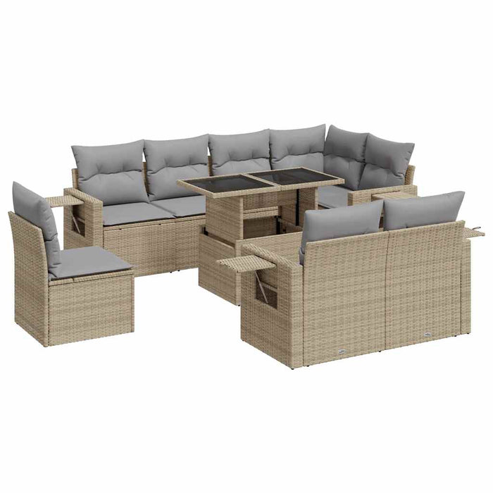 Set canapele de grădină, 9 piese, cu perne, bej, poliratan - WALTI WALTI