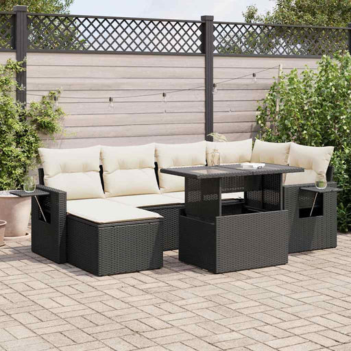 Set canapele de grădină cu perne, 7 piese, negru, poliratan - WALTI WALTI