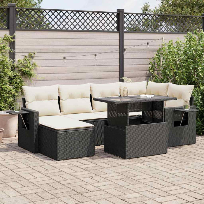 Set canapele de grădină cu perne, 7 piese, negru, poliratan - WALTI WALTI