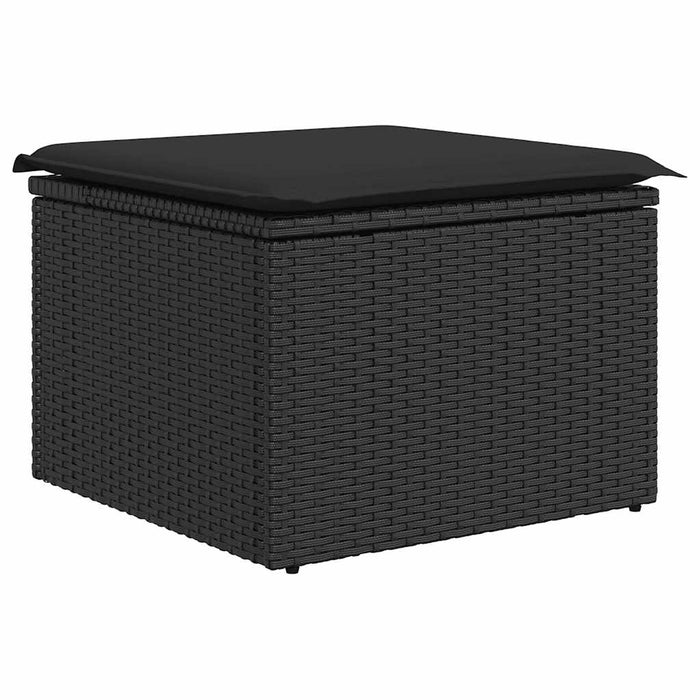 Set mobilier de grădină cu perne, 8 piese, negru, poliratan WALTI